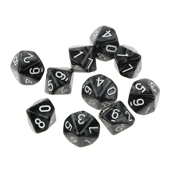 AYYUFE 10Pcs Multi-sided Solid Color TRPG Game D10 Polyhedral Dice Party Props Gift