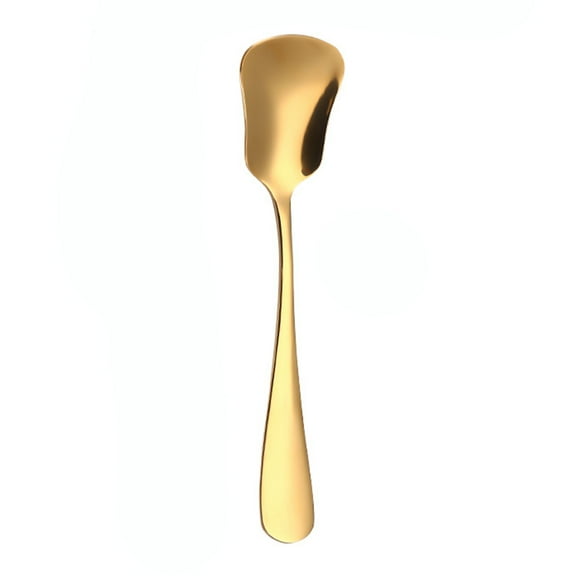 AYYUFE 10Pcs Stainless Steel Spoon Gourd Shape Long Handle Colorful Dessert Cake Soup Salad Coffee Ice Cream Scoop Kitchen Utensil Cutlery Flatware Golden