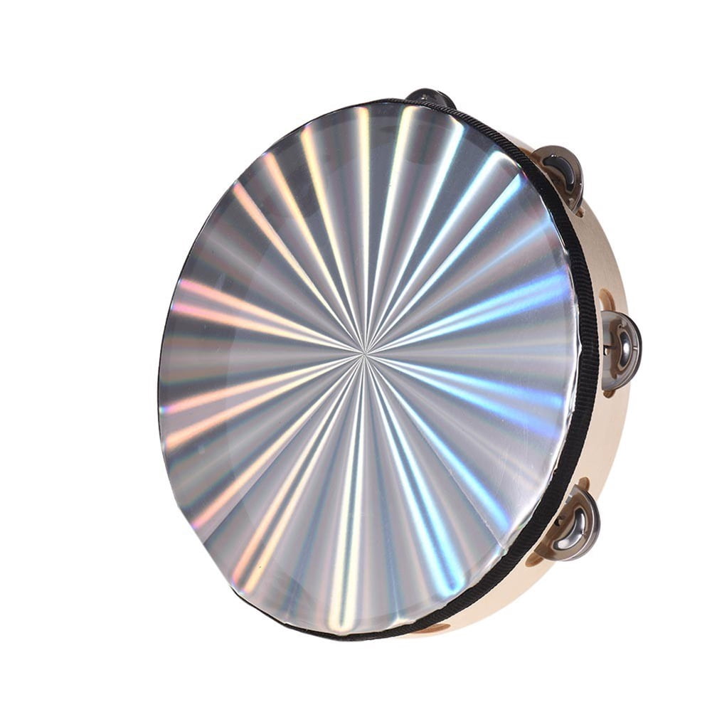 AYYUFE 10inch Reflective Tambourine Single Row Bell Jingle Percussion Instruments