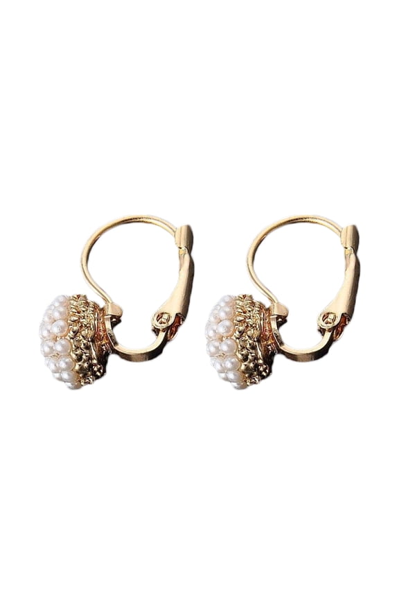 11 Pairs Women Round Faux Pearl Charm Leverback Earrings Piercing Jewelry Gift,Golden