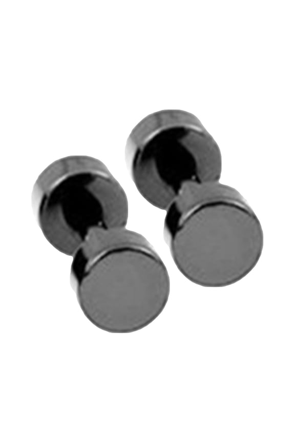 11 Paris Men Cool Punk Round Black Stainless Steel Ear Stud Piercing Earrings 3mm - 14mm,Black,3mm