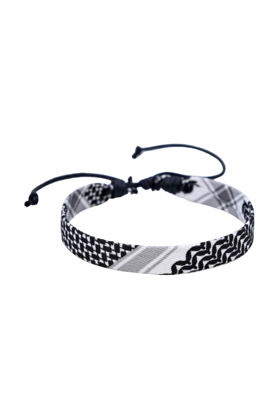 11PCS Hand Strap Adjustable Braided Traditional Patterns Geometric Dot Print Kerchief Style Color Matching Weave Bracelet Wristband,Black White