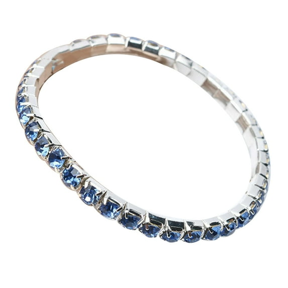 AYYUFE 11PCS Luxury Women Single Row Full Rhinestone Inlaid Bracelet Elastic Bangle Jewelry,Blue