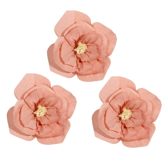 AYYUFE 15Pcs Crepe Paper Flowers 3D Visual Effects Realistic Create Atmosphere Paper Birthday Backdrop Flower Craft Wedding Supplies Light Pink 20cm