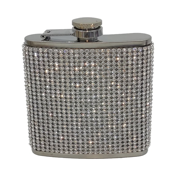 AYYUFE 180ml Rhinestone Studded Hip Flask Leak-proof 304 Stainless Steel Reusable Anti-drop Wine Flask for Household