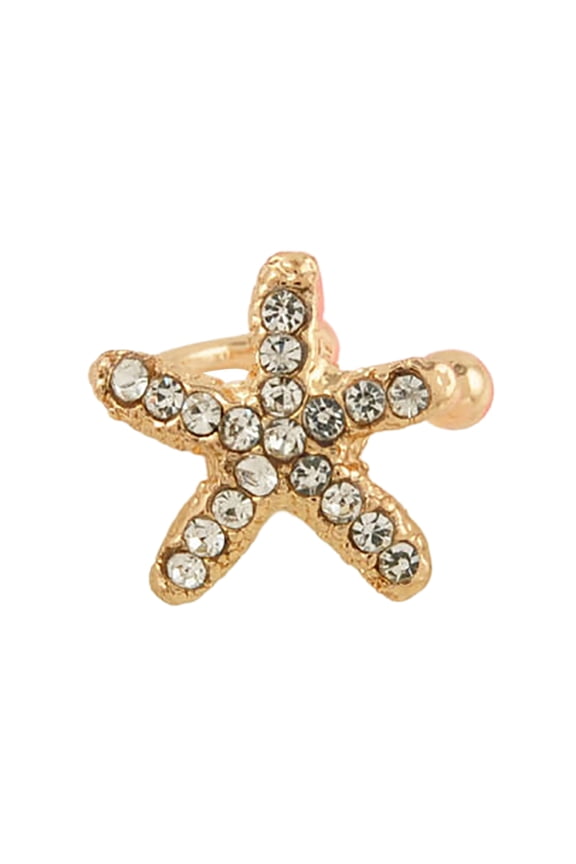 1Pc Earrings Rhinestone Inlaid Jewelry Gift Alloy Starfish Love Style Crystal Rhinestone Clip for Daily Life Rhines