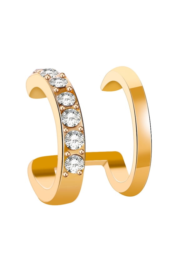 1Pc Exquisite Double U-shaped No Piercing Rhinestone Ear Cuff Ear Clip Jewelry Accessory Copper Gold