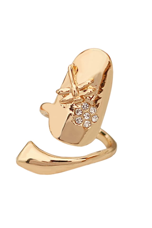 1Pc Finger Nail Ring Polishing Rhinestone Alloy Alloy Finger Nails Ring for Party Rhinestone,Alloy Gold