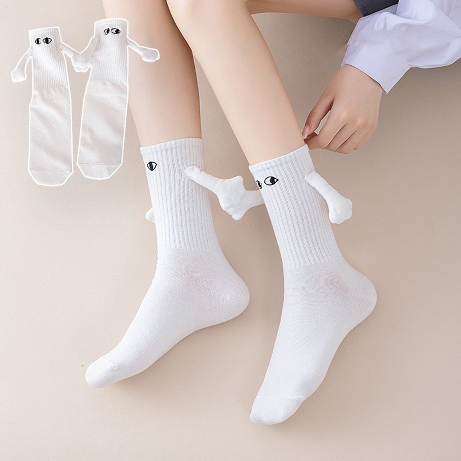 AYYUFE 2 Pairs Hand Holding Socks Hand In Hand Socks Couple
