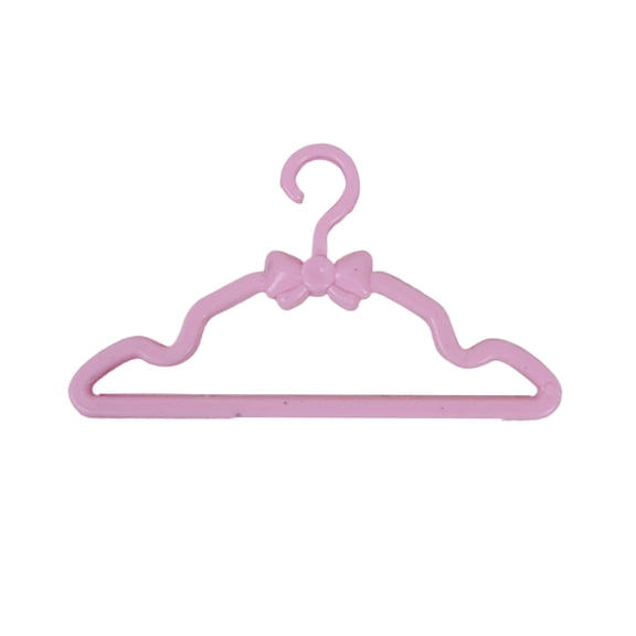 AYYUFE 20Pcs Doll Clothes Hanger Miniature Dollhouse Hangers Reusable Multifunctional Plastic Pink Miniature Clothes Rack for Doll