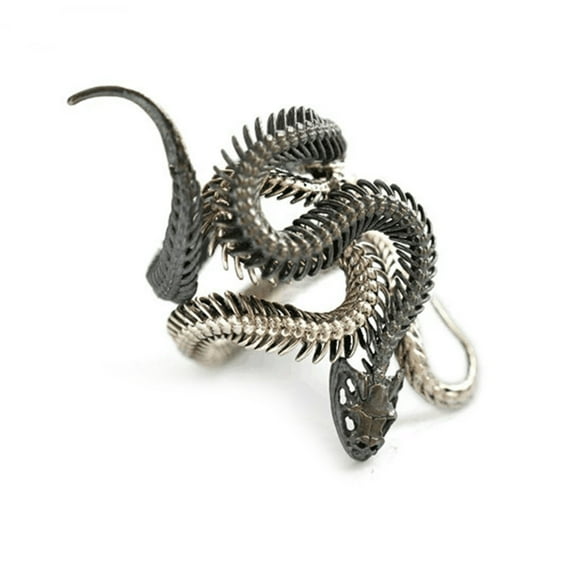 AYYUFE 2Pcs Exaggerated Punk Wrapped Rings Copper Bronze Color Snake Shape Men Adjustable Rings for Cocktail Party