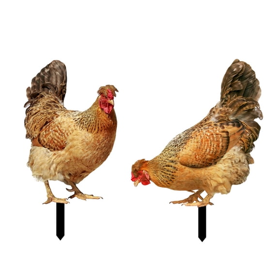 AYYUFE 2Pcs Hen Garden Stake Chicken Lawn Sculpture Easy Installation Handcrafted Acrylic Chicken Garden Ornament Porch Lawn Outdoor Yard Decor