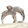 thumbnail image 1 of AYYUFE 2Pcs/Set Couple ring Rhinestone Inlaid Glossy Luxury Style Exquisite Finger Ring for Banquet Alloy Blue, 1 of 6