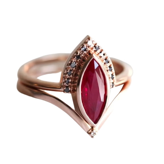 AYYUFE 2Pcs/Set Rhinestone Retro Couple Rings Alloy Red Prismatic Faux Crystal Finger Rings Charm Jewelry Faux Crystal,Rhi