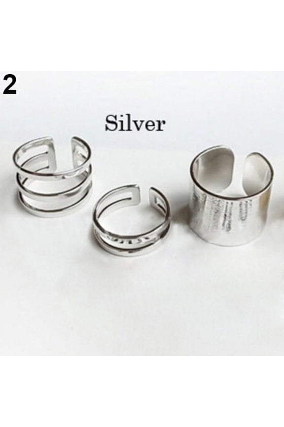 3 Pcs/Set Finger Midi Tip Finger Knuckle Open Rings Jewelry Charms Xmas Gift Alloy Silver