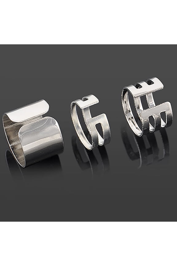 3 Pcs/Set Open Rings Midi Finger Knuckle Stack Rings Charms Xmas Gift Alloy Silver