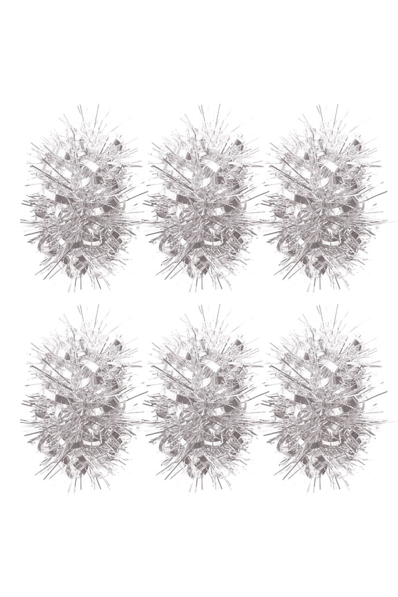 30Pcs Cheerleading Pom Poms Elastic Wristband Ponytail Holder Hair Ropes Party Costume Gifts Bulk for Team Celebration Volleyball Game Silver