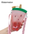 thumbnail image 1 of AYYUFE 320ml Large Capacity Orange Water Bottle Hanging Band Fruit Design Watermelon Plastic Strap Straw Water Cup for Summer, 1 of 7