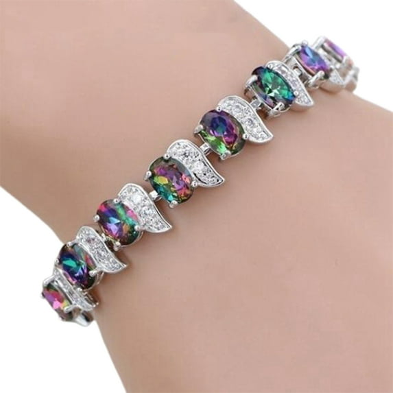 AYYUFE 3PCS Women Bracelet Leaf Charm Classic Adjustable Blue Rhinestone Embedded Ladies Bracelet Jewelry,Multicolor