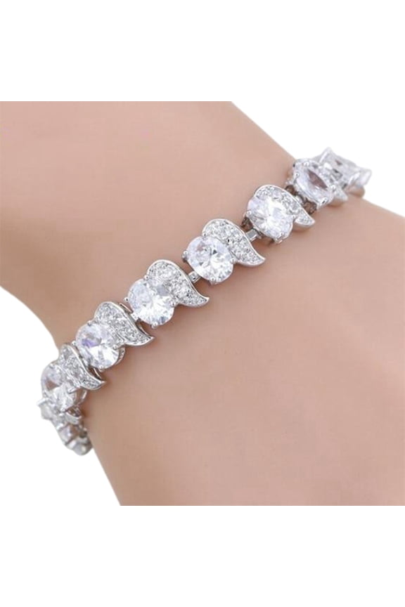 3PCS Women Bracelet Leaf Charm Classic Adjustable Blue Rhinestone Embedded Ladies Bracelet Jewelry,White