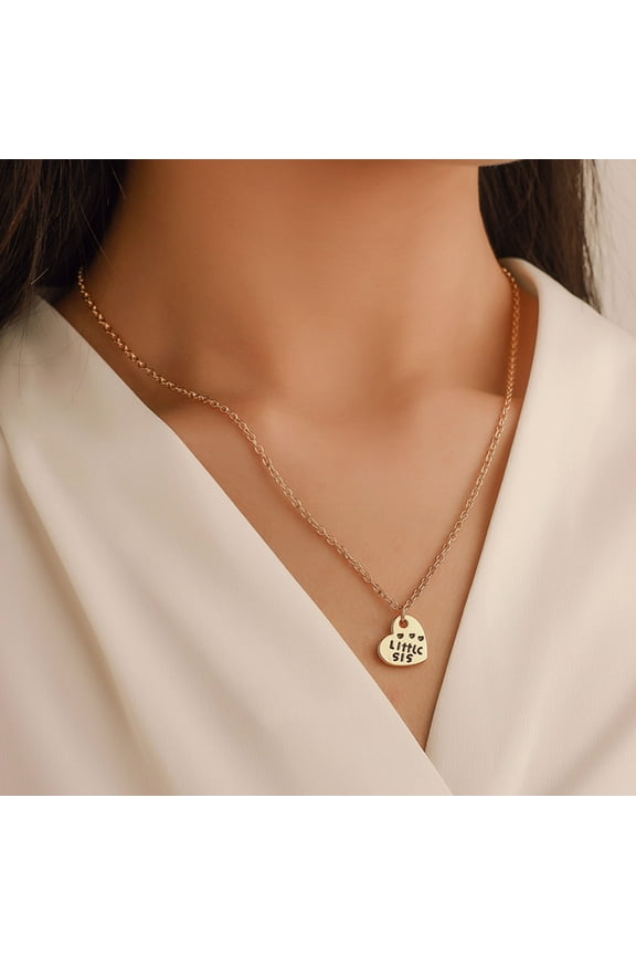 3Pcs/Set Sister Necklace Set Heart Shape Family Contrast Color Siblings Three Sisters Lady Necklace Set Gift