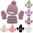 AYYUFE 3Pcs/Set Winter Children Plush Ball Decor Knitted Beanie Hat