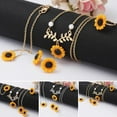 thumbnail image 1 of AYYUFE 4Pcs/Set Women Jewelry Set Sunflower Shape Vivid Stainless Leaf Decor Women Necklace Ring Jewelry Set for Wedding, 1 of 8