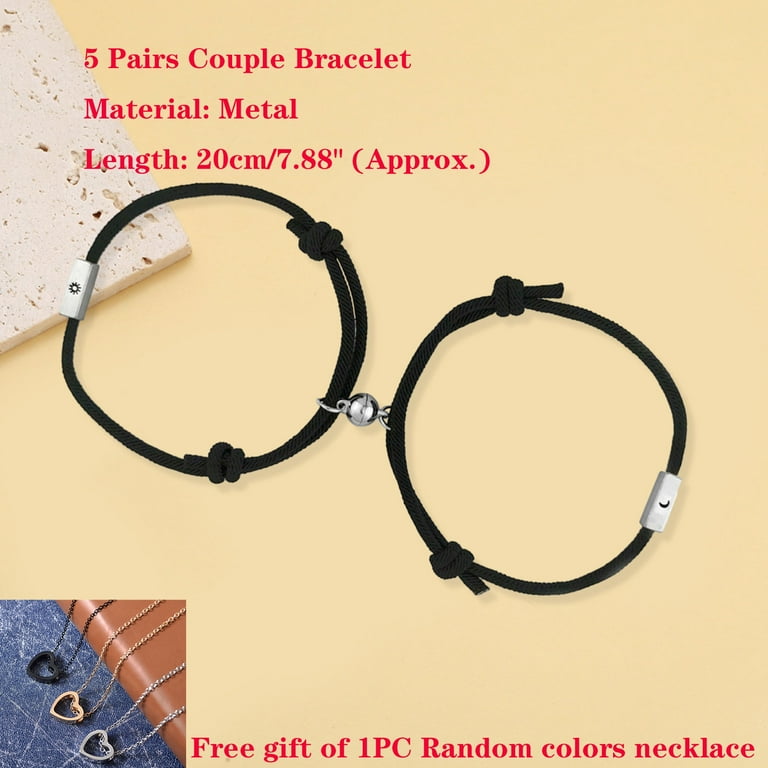 AYYUFE 5 Pairs Black Alloy Star Moon Couple Bracelet Magnetic 