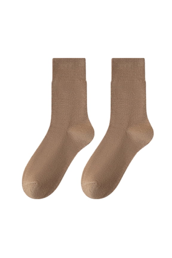 5 Pairs Women's Retro Mid-Calf Socks Warm Crew Socks Solid Color Cozy Stacking Socks No Pilling Soft Long Socks for Fall Winter Coffee