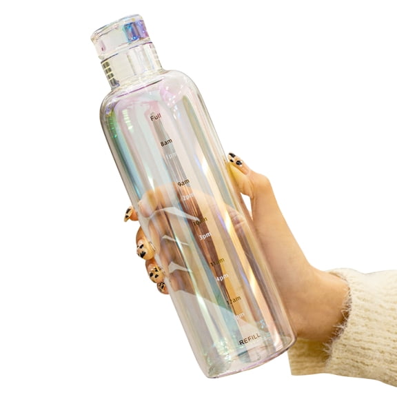 AYYUFE 500ML Water Bottle Leak-proof Time Scale Print Transparent High Borosilicate Teaware Bottle for Office