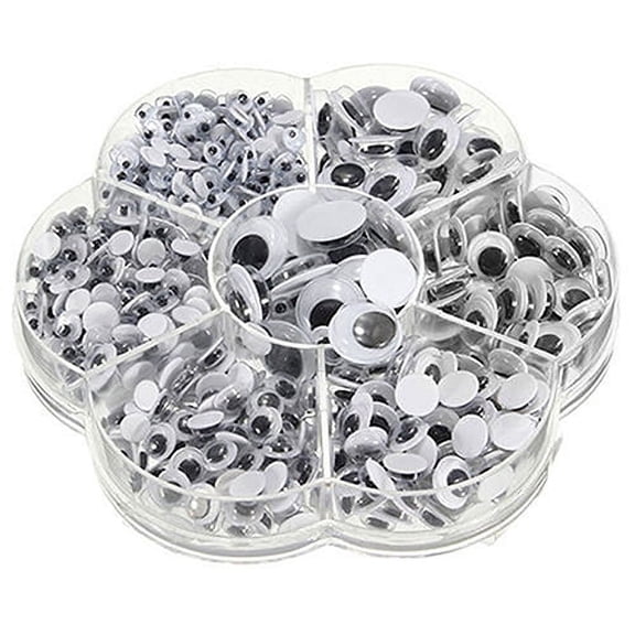 AYYUFE 500Pcs Mixed Size Self-adhesive Round Plastic Wiggle Googly Eyes for DIY Doll
