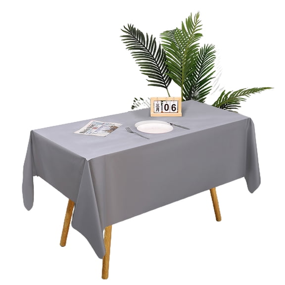 AYYUFE 5PCS Disposable Tablecloth PE Material Thick Rectangular Table Cloth Easy to Use Solid Color Table Cover Birthday Party Decoration Silver B