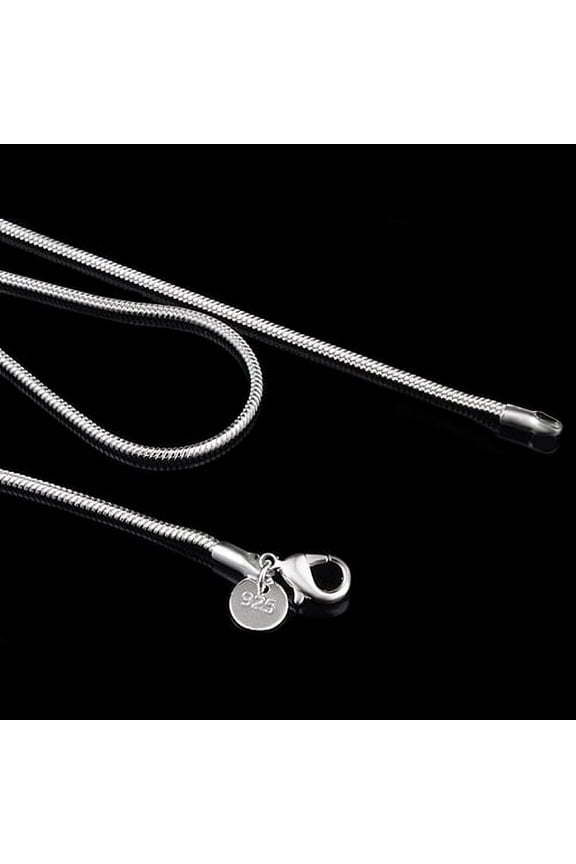 5PCS Women's Simple Design 925 Sterling Silver 2mm Snake Chain Lobster Clasp Necklace