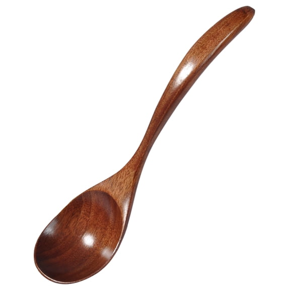 AYYUFE 5PCS Wooden Spoon Stylish Exquisite Sturdy Long Handle Eco-friendly Dinner Spoon for Home Deep Wood Color