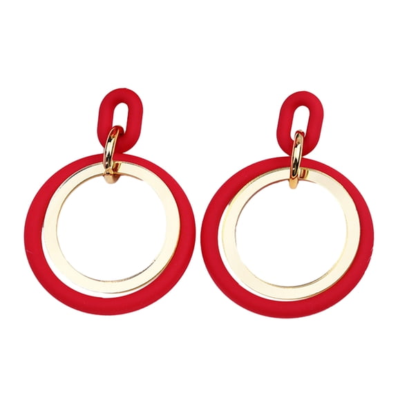 AYYUFE 6 Pairs Circle Stitching Hollow Stud Earrings Acrylic Hoop Splicing Drop Earrings Colorful Contrast Geometric Dangle Earrings ,Red