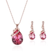 AYYUFE 6 Sets Women Necklace Luxury Noble Gift Red Waterdrop Rhinestone Inlaid Stud Earrings Kit Jewelry,Red