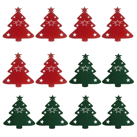 AYYUFE 60Pcs Christmas Tableware Holder Flatware Bag Xmas Tree Cutlery Pockets Dinner Knife Fork Covers for Holiday Home Party Decorations Red Green