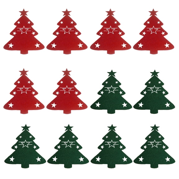 AYYUFE 60Pcs Christmas Tableware Holder Flatware Bag Xmas Tree Cutlery Pockets Dinner Knife Fork Covers for Holiday Home Party Decorations Red Green