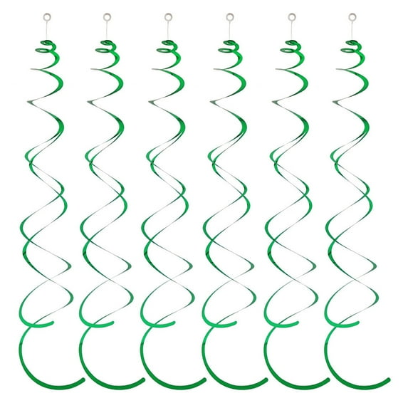 AYYUFE 60Pcs Spiral Pendant Party Streamers Hanging Plastic Streamer Spiral Pendant Twin Tail Party Ceiling Foil Swirl Decorations Dark Green