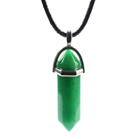 AYYUFE 6PCS Black Rope Adjustable Exquisite Women Necklace Natural Hexagonal Stone Wire Wrapped Pendant Necklace Jewelry Accessories,Green