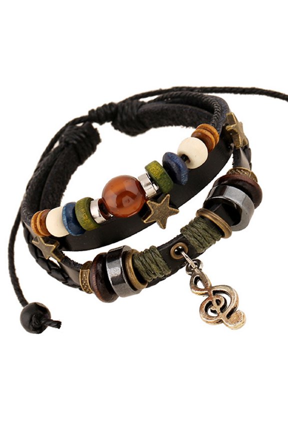 6PCS Bracelet Unisex Handmade Skin-friendly Bead String Bracelet for Evening Party,Black