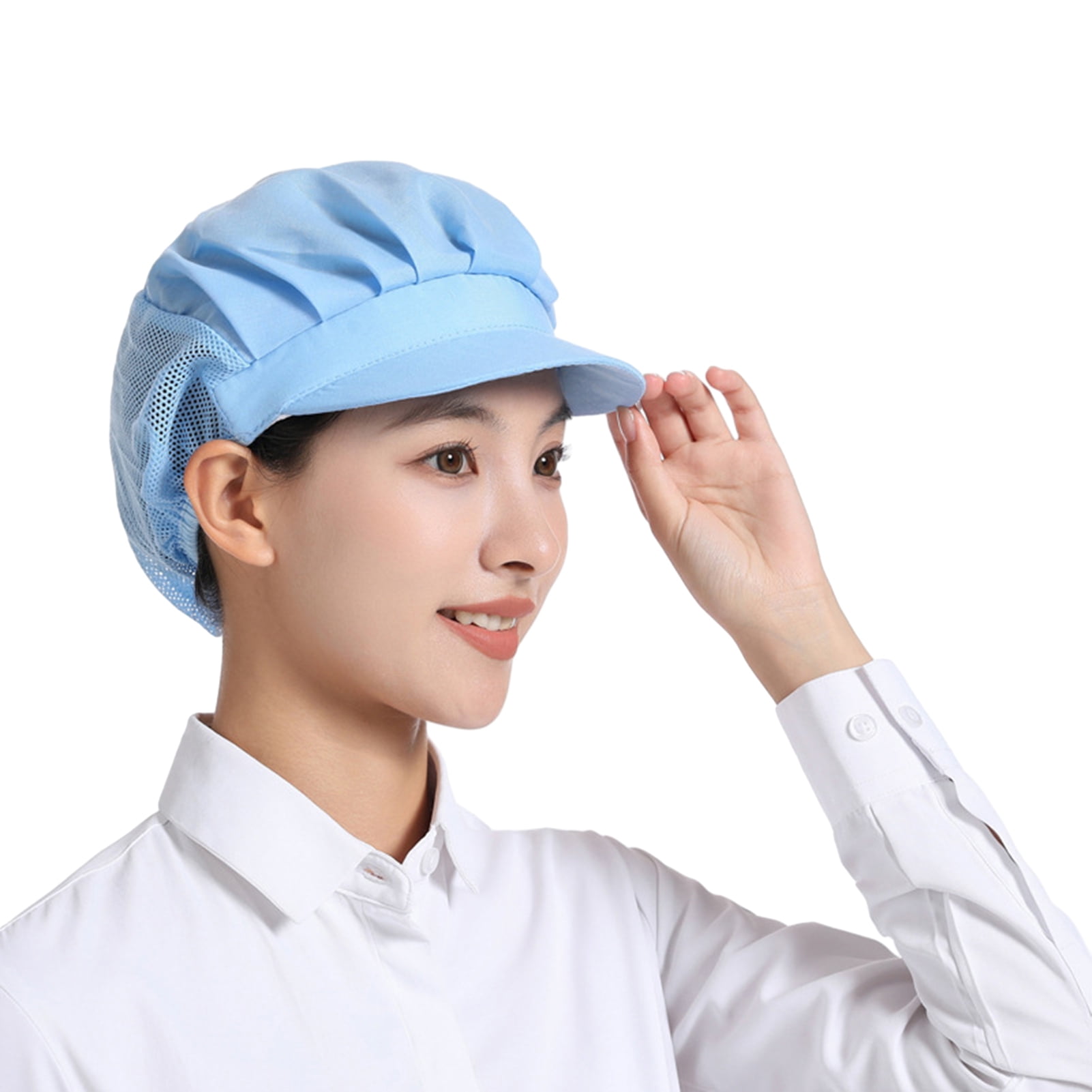 AYYUFE 6PCS Breathable Mesh Working Hat Super Soft High Elastic Washable Lightweight Women Men Hair Cover Cap Workshop Hat,Light Blue