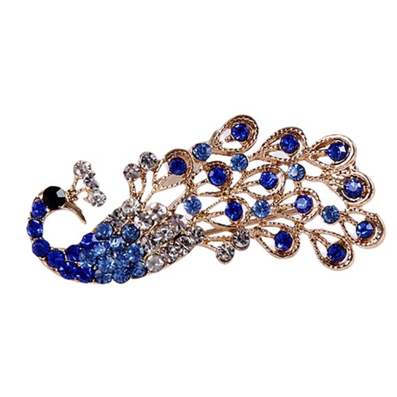 AYYUFE 6PCS Brooch Pin Shiny Lovely Women Peacock Shape Collar Pin for Wedding,Blue