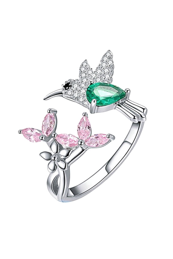 AYYUFE 6PCS Cubic Zirconia Flower Bird Open Ring Women Party Wedding Jewelry Gift,One Size