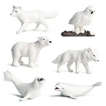 AYYUFE 6Pcs Simulation Penguins Polar Bear Snowy Owl Dolphin Wolf Model Figurine Toy