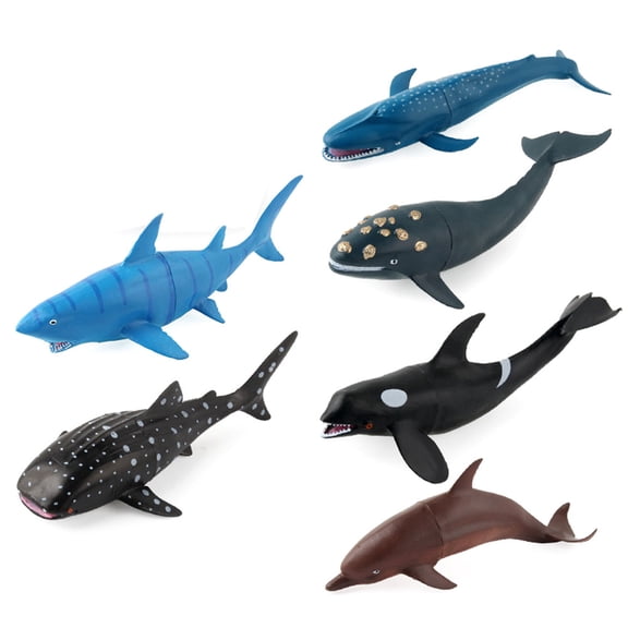 AYYUFE 6Pcs Simulation Whale Shark Ocean Animal PVC Model Figurine Kids Toy Table