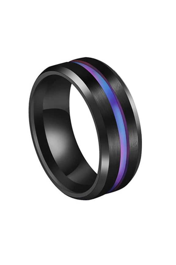 8MM Unisex Dual Color Thin Line-Inside Brushed Band Finger Ring Jewelry Titanium Steel Multi-color