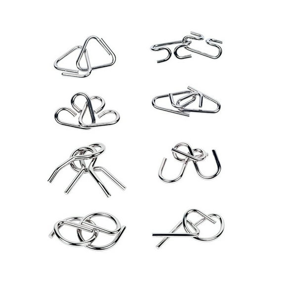 AYYUFE 8Pcs Metal Wire IQ Mind Brain Teaser Educational Game Toy for Adult Kids