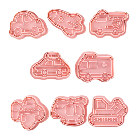 AYYUFE 8Pcs Vehicle Pattern Cookie Cutters Reusable PP Children Holiday Cookie Mould Stencils for Kids