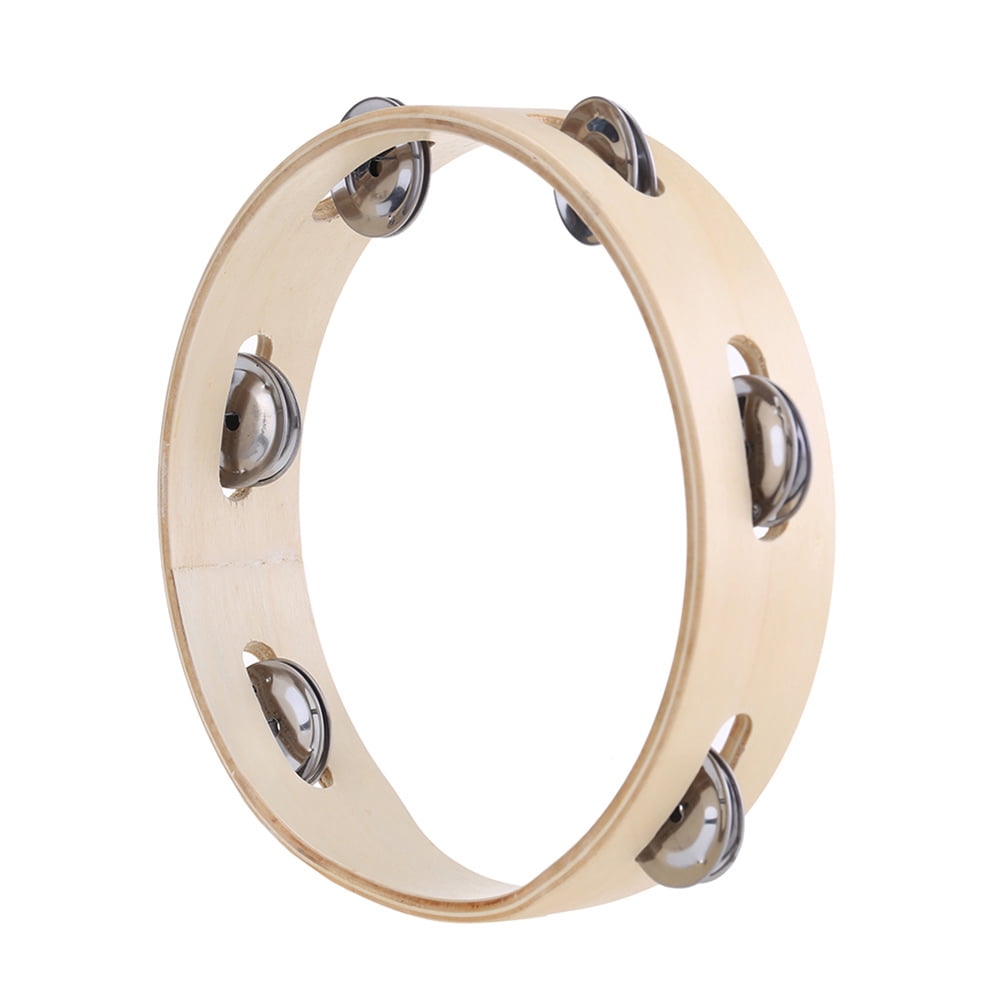 AYYUFE 8inch Kids Wooden Headless Tambourine Bell Metal Single Row Musical Instrument